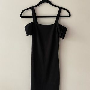 Off the Shoulder Black Strappy Mini Dress